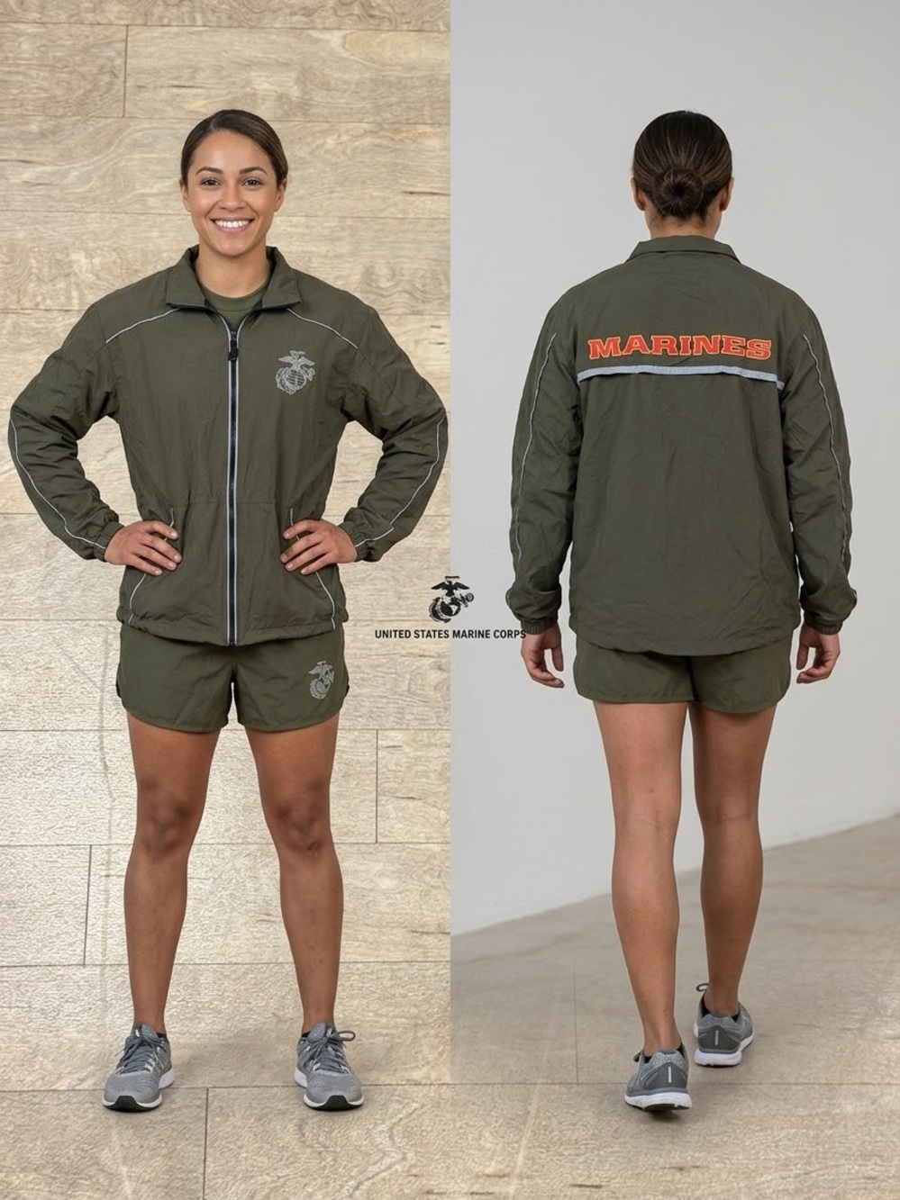 New Balance USMC PT Running Jacket Olive Green Size Small